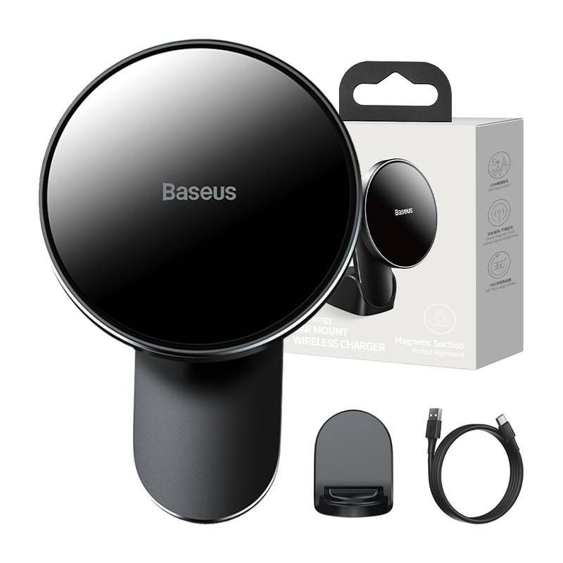 Baseus Baseus Big Energy car mount with wireless charger 15W for Iphone 12 / Iphone 13 (Black)
