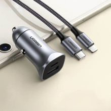Ugreen CD130 USB-A / USB-C 30W Car Charger Grey Ugreen CD130 USB-A / USB-C 30W Car Charger Grey