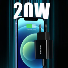 Ugreen USB wall charger Type C 20W Power Delivery black (10191) Black Ugreen USB wall charger Type C 20W Power Delivery black (10191) Black