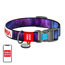 Waudog Waudog "NASA21" nylon dog collar with QR code, size M, width 20 mm Waudog Waudog "NASA21" nylon dog collar with QR code, size M, width 20 mm