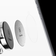 Baseus Baseus Magnet Iron Suit self-adhesive plates for magnetic holders - silver and black (2 pcs.)