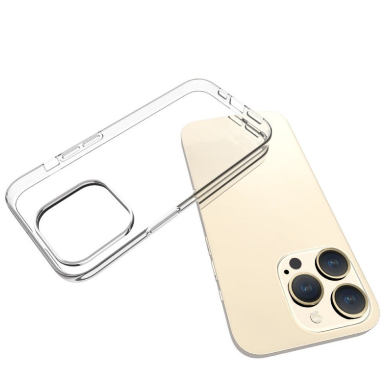 Apple iPhone 15 Pro skaidrus silikoninis dėklas, 1,5 mm TPU, permatomas