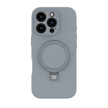 „Evelatus“ „Apple iPhone 16 Pro Max Premium Magsafe“ silikoninis dėklas su stovu, minkštas lietimui, sidabrinis