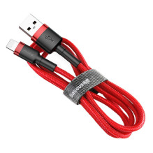 „Baseus Cafule“ USB-A / „Lightning“ 2.4A QC 3.0 laidas 0,5 m – raudonas „Baseus Cafule“ USB-A / „Lightning“ 2.4A QC 3.0 laidas 0,5 m – raudonas