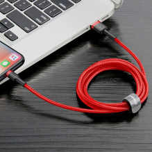 „Baseus Cafule“ USB-A / „Lightning“ 2.4A QC 3.0 laidas 0,5 m – raudonas „Baseus Cafule“ USB-A / „Lightning“ 2.4A QC 3.0 laidas 0,5 m – raudonas