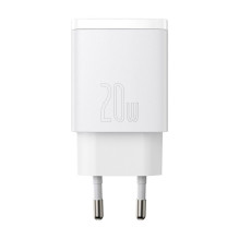 „Baseus Baseus Compact“ greitasis įkroviklis USB / USB C tipo 20 W 3 A „Power Delivery Quick Charge 3.0“, baltas (CCXJ-B „Baseus Baseus Compact“ greitasis įkroviklis USB / USB C tipo 20 W 3 A „Power Delivery Quick Charge 3.0“, baltas (CCXJ-B