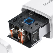 „Baseus Baseus Compact“ greitasis įkroviklis USB / USB C tipo 20 W 3 A „Power Delivery Quick Charge 3.0“, baltas (CCXJ-B „Baseus Baseus Compact“ greitasis įkroviklis USB / USB C tipo 20 W 3 A „Power Delivery Quick Charge 3.0“, baltas (CCXJ-B