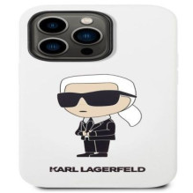 Karl Lagerfeld Apple iPhone 14 Pro skysto silikono Ikonik NFT dėklas, baltas