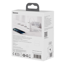 „Baseus Baseus Compact“ greitasis įkroviklis USB / USB C tipo 20 W 3 A „Power Delivery Quick Charge 3.0“, baltas (CCXJ-B „Baseus Baseus Compact“ greitasis įkroviklis USB / USB C tipo 20 W 3 A „Power Delivery Quick Charge 3.0“, baltas (CCXJ-B