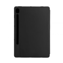 Evelatus Galaxy Tab S9 FE planšetinio kompiuterio dėklas su imitaciniu mikropluošto vidumi, juodas