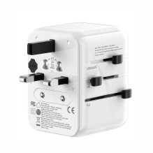 „Evelatus“ 35 W kelioninis adapteris, 1 PD ir 2 C tipo bei 2 USB įkrovikliai, 09051, baltas „Evelatus“ 35 W kelioninis adapteris, 1 PD ir 2 C tipo bei 2 USB įkrovikliai, 09051, baltas
