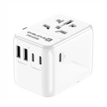 „Evelatus“ 35 W kelioninis adapteris, 1 PD ir 2 C tipo bei 2 USB įkrovikliai, 09051, baltas „Evelatus“ 35 W kelioninis adapteris, 1 PD ir 2 C tipo bei 2 USB įkrovikliai, 09051, baltas
