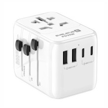 „Evelatus“ 35 W kelioninis adapteris, 1 PD ir 2 C tipo bei 2 USB įkrovikliai, 09051, baltas „Evelatus“ 35 W kelioninis adapteris, 1 PD ir 2 C tipo bei 2 USB įkrovikliai, 09051, baltas