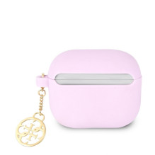 „Guess“ silikoninis dėklas „Apple Airpods 3 Charms“, violetinis „Guess“ silikoninis dėklas „Apple Airpods 3 Charms“, violetinis