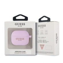 „Guess“ silikoninis dėklas „Apple Airpods 3 Charms“, violetinis „Guess“ silikoninis dėklas „Apple Airpods 3 Charms“, violetinis