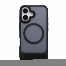 „Evelatus“ guma dengtas „MagSafe“ dėklas su stovu, skirtas „Apple iPhone 16“, juodas