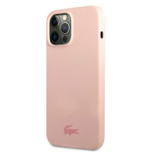 Lacoste Apple iPhone 13 Pro skysto silikono dėklas, blizgus, spausdinant logotipą, rožinis