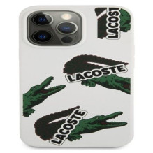 Lacoste Apple iPhone 13 Pro dėklas su skystu silikoniniu raštu, baltas Lacoste Apple iPhone 13 Pro dėklas su skystu silikoniniu raštu, baltas