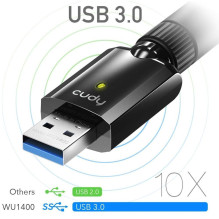 Cudy WU1400 AirMax AC1300 Dual Band WiFi USB Adapter USB 3.0 Detachable Antenna High Gain Black