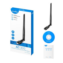 Cudy WU1400 AirMax AC1300 Dual Band WiFi USB Adapter USB 3.0 Detachable Antenna High Gain Black