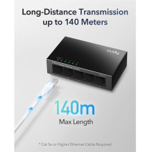 Cudy GS105D NetSwitch 5-Port Gigabit Switch IGMP Snooping QoS Loop Prevention Plastic Case Black Cudy GS105D NetSwitch 5-Port Gigabit Switch IGMP Snooping QoS Loop Prevention Plastic Case Black