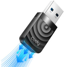 „Cudy WU1300S AirMax AC1300“ dviejų dažnių „WiFi“ USB adapteris, USB 3.0, didelio greičio, didelio stiprinimo, juodas
