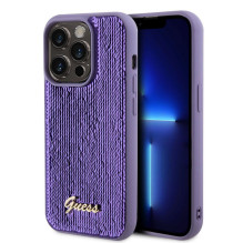 „Guess“ – „Guess“ blizgučiais pažymėtas „iPhone 14 Pro Max“ dėklas, violetinis