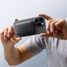 Joyroom Powerbank Joyroom JR-W020 Mini 5000mAh USB-A USB-C inductive 20W - black + USB-C / USB-C cable