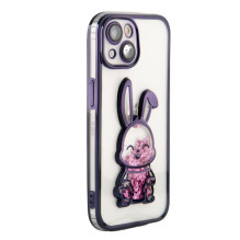 iLike Apple iPhone 14 silikoninis dėklas, spausdintas, „Desire Rabbit“, violetinis