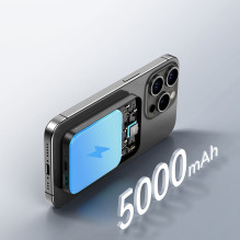 Joyroom Powerbank Joyroom JR-W020 Mini 5000mAh USB-A USB-C inductive 20W - black + USB-C / USB-C cable