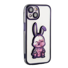 iLike Apple iPhone 14 Silicone Case Print Desire Rabbit Purple