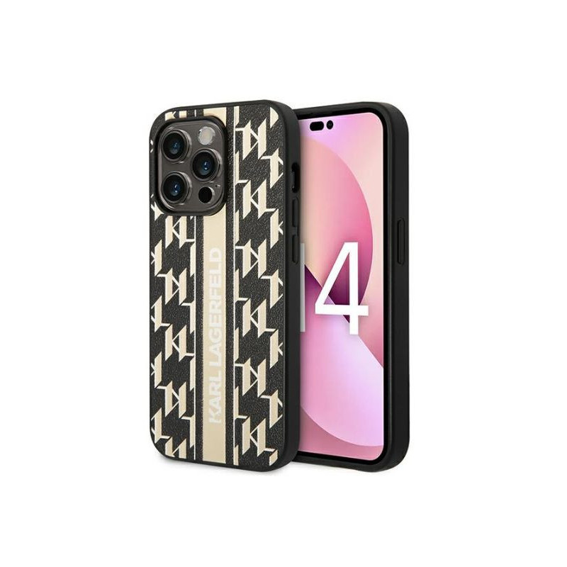 Karl Lagerfeld Apple iPhone 14 Pro 6.1 hardcase Monogram Stripe Brown