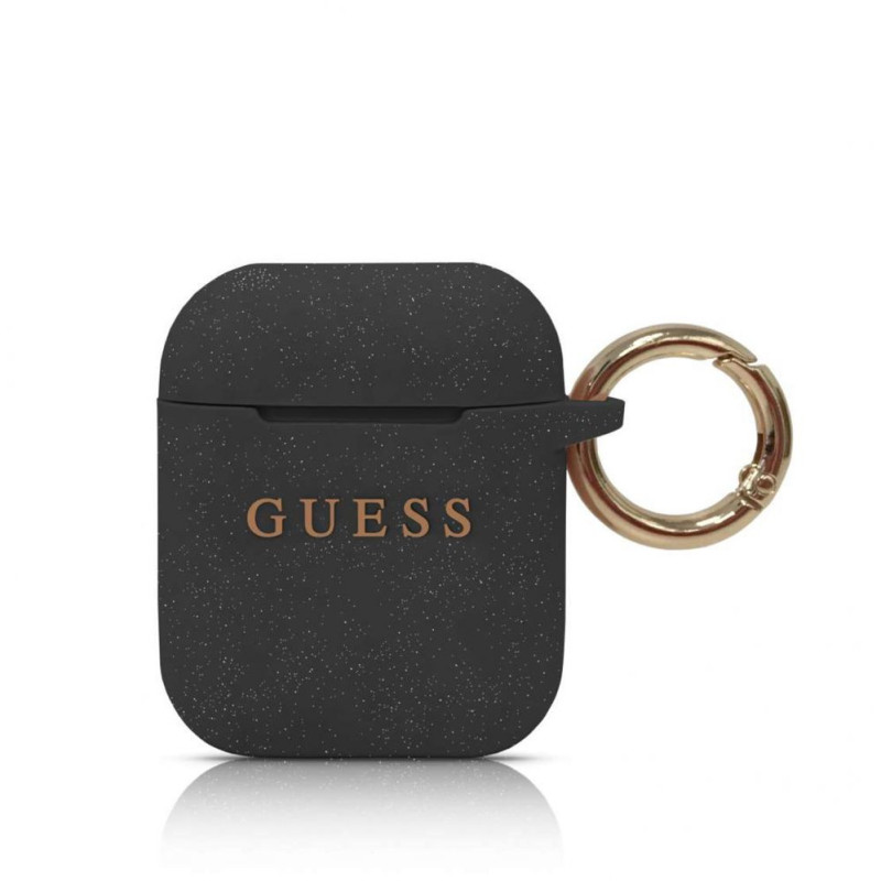 Guess - silikoninis dėklas AirPods 1 / 2 ausinėms, juodas