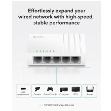 „Cudy GS105U NetSwitch“ 5 prievadų gigabito komutatorius, USB-C, maitinimo, IGMP, QoS, kilpos prevencija, juodas „Cudy GS105U NetSwitch“ 5 prievadų gigabito komutatorius, USB-C, maitinimo, IGMP, QoS, kilpos prevencija, juodas