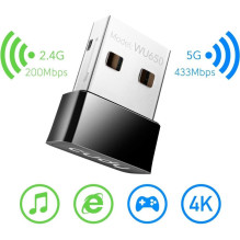 Cudy WU650 AirNano AC650 Dual Band WiFi USB Adapter Nano Size USB 2.0 Plug and Play Black Cudy WU650 AirNano AC650 Dual Band WiFi USB Adapter Nano Size USB 2.0 Plug and Play Black