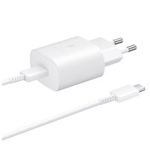 „Samsung EP-TA800EWE“ + „EP-DA705BWE“ „Samsung“ 25 W kelioninis įkroviklis + USB-C / USB-C duomenų kabelis, baltas (OOB 