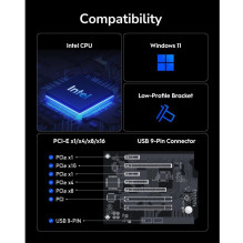 „Cudy WE9300 UltraConnect BE9300 WiFi 7 Bluetooth 5.4 PCIe“ adapteris „Intel BE200 Tri Band“ aušintuvo antenos, juodos s