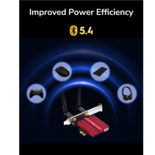 „Cudy WE9300 UltraConnect BE9300 WiFi 7 Bluetooth 5.4 PCIe“ adapteris „Intel BE200 Tri Band“ aušintuvo antenos, juodos s