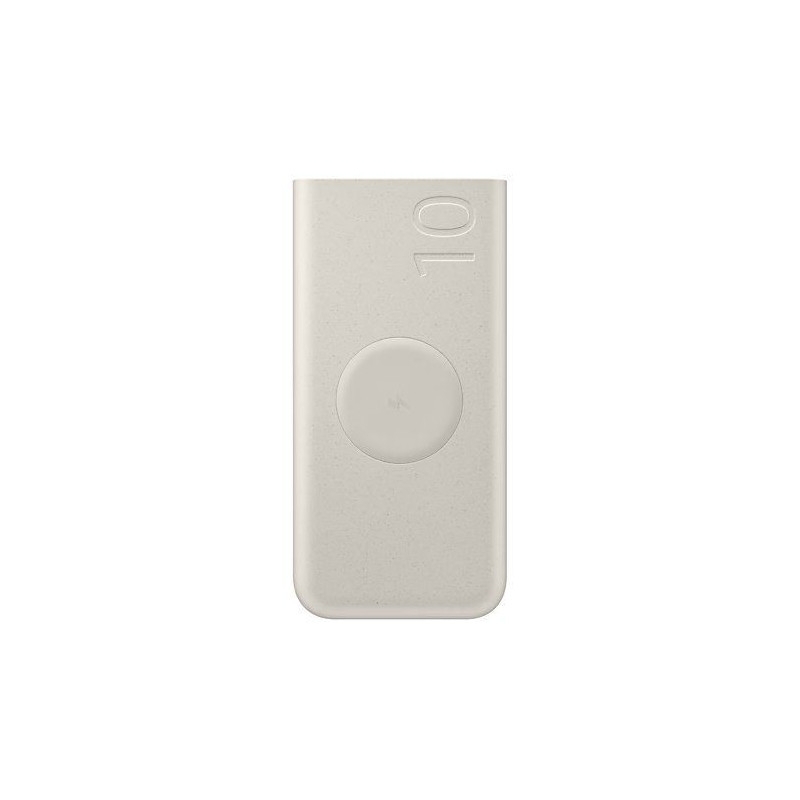 „Samsung EB-U2510XUE“ belaidis nešiojamasis akumuliatorius (2x USB-C), 25 W, 10000 mAh, smėlio spalvos.