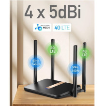 Cudy LT500D LinkCell AC1200 4G LTE Cat4 Router Dual Band WiFi SIM VPN Detachable Antennas Mesh White