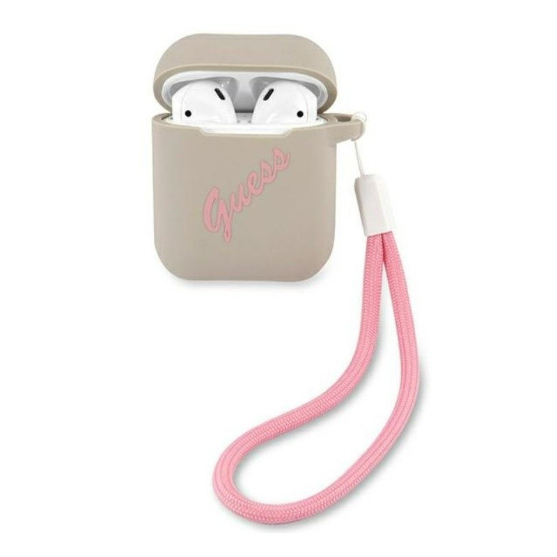 Guess Apple AirPods 1/2 silikoninis dėklas, pilkas