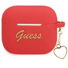 „Guess“ silikoninis „Apple AirPods 3“ dėklas, „Charm Heart“ kolekcija, raudonas