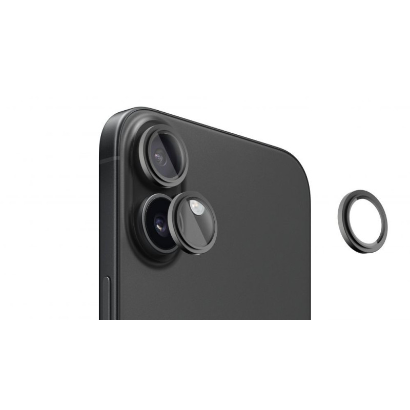 „Evelatus“ „Apple iPhone 16 / 16 Plus“ kameros objektyvo apsauga, šarvuotas, juodas