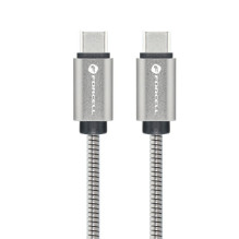„Forcell“ USB C į USB C laidas „Forcell F-Energy QC4.0 PD 5A 100W E-Mark Metal“ 1 m C239 sidabrinis
