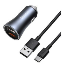 Baseus Contactor Pro fast car charger 2x USB 40 W Quick Charge SCP FCP AFC + USB cable - USB Type C Grey