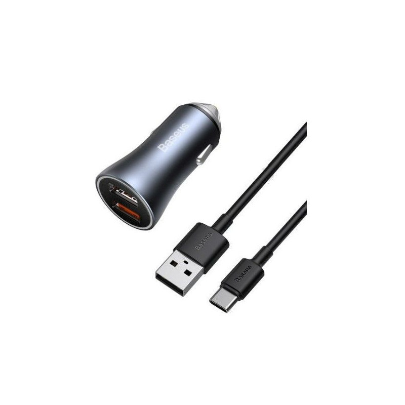 Baseus Contactor Pro fast car charger 2x USB 40 W Quick Charge SCP FCP AFC + USB cable - USB Type C Grey