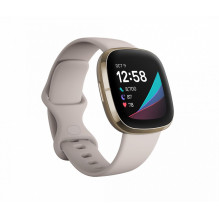 „Fitbit Sense Lunar Soft Gold“ nerūdijančio plieno, baltos spalvos