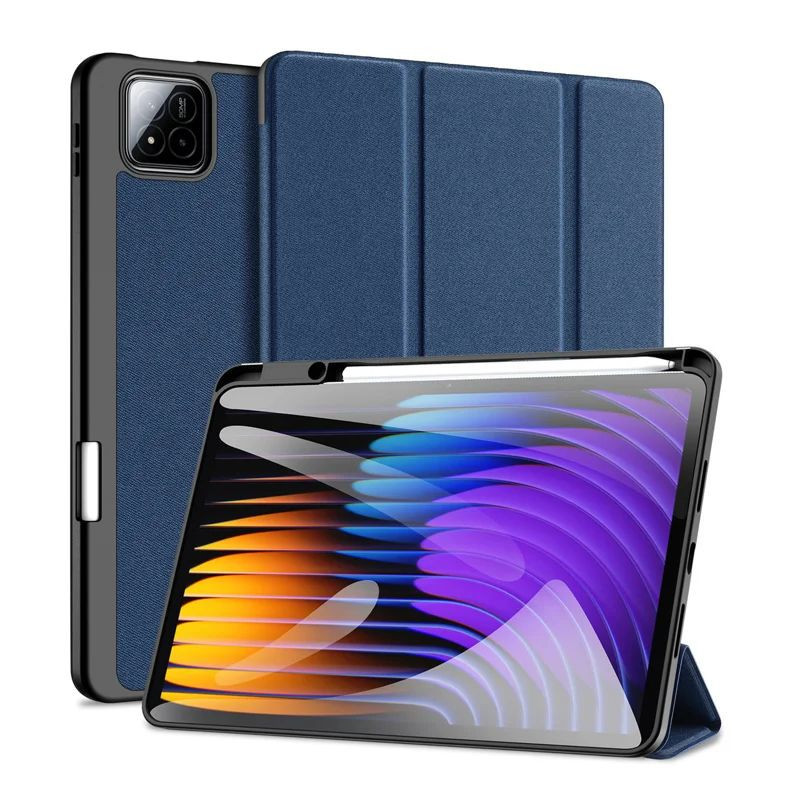 „Dux Ducis Redmi Pad 7 / 7 Pro Domo“ serijos trijų dalių sulankstomas stovas, PU odos planšetinio kompiuterio dėklas, mė