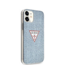 „Guess“ Apple iPhone 12 mini 5.4\'\' PC / TPU džinsinio trikampio formos dėklas šviesiai mėlynas