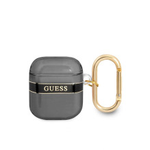 Guess Apple Airpods 1 / 2 TPU Printed Stripe Case Black Guess Apple Airpods 1 / 2 TPU Printed Stripe Case Black